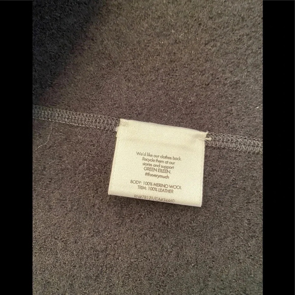 Eileen Fisher Black Wool Leather Jacket - Picture 7 of 8